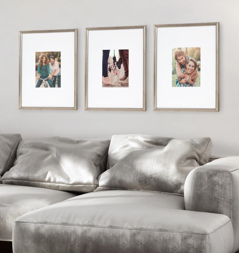 Adlynn Photo Frame Set, Silver, 16x20 Matted to 8x10