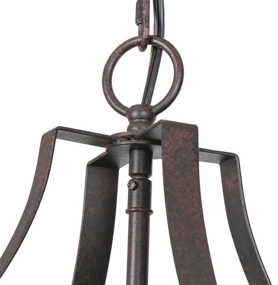 LNC 4-Lights Bohemian Rustic Bronze and Coastal Distressed Wood Beads Chandelier