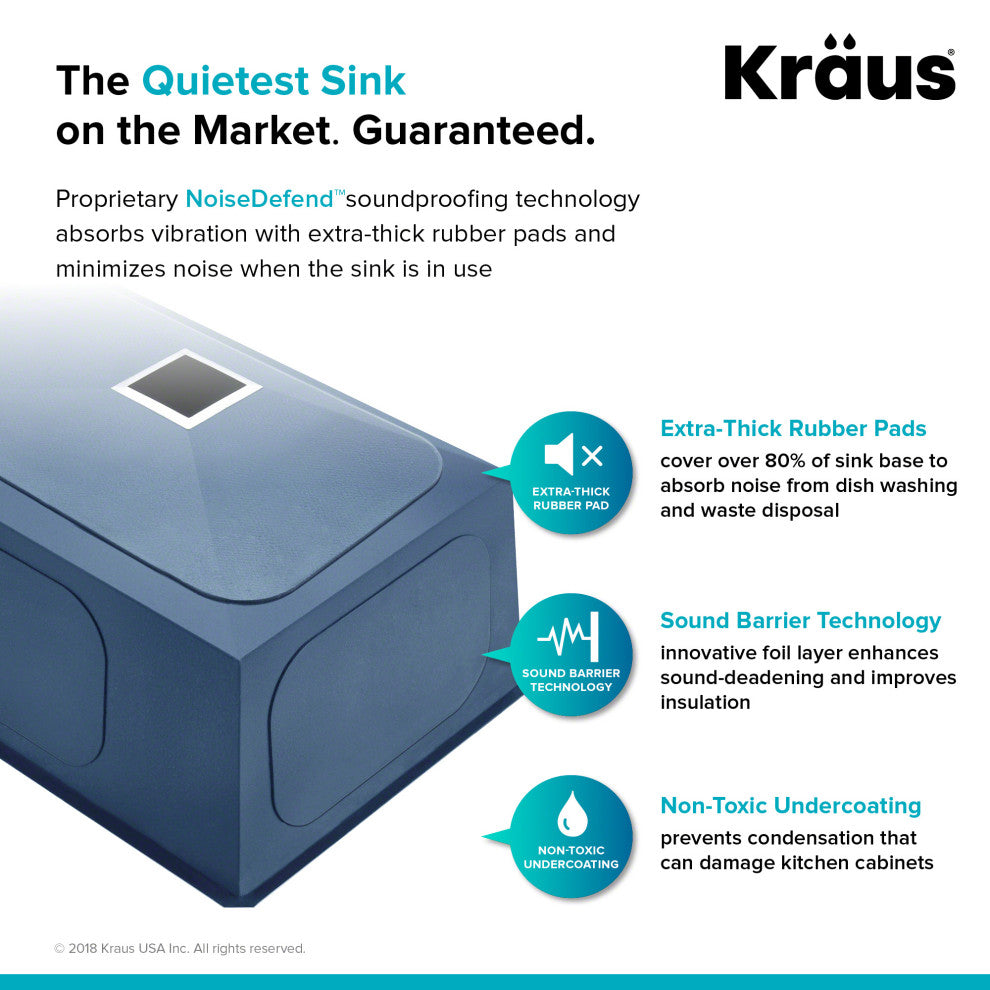 KHU15 Kraus 14 1/2" Bowl Stainless Steel Rectangular Bar/Prep Kitchen Sink