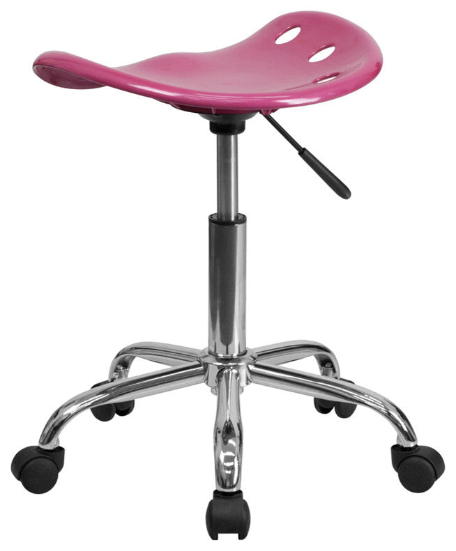 Beautiful Tractor Seat and Chrome Stool, Pink