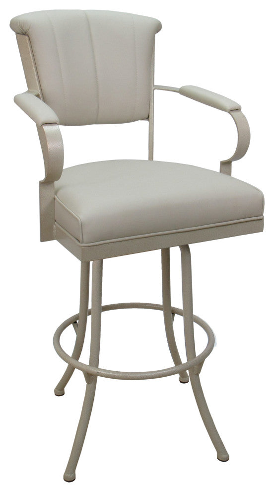 Miami Extra Tall 34" Swivel Metal Bar Stool - Noam Base, Ocean Beige Vinyl, Beige, 34"