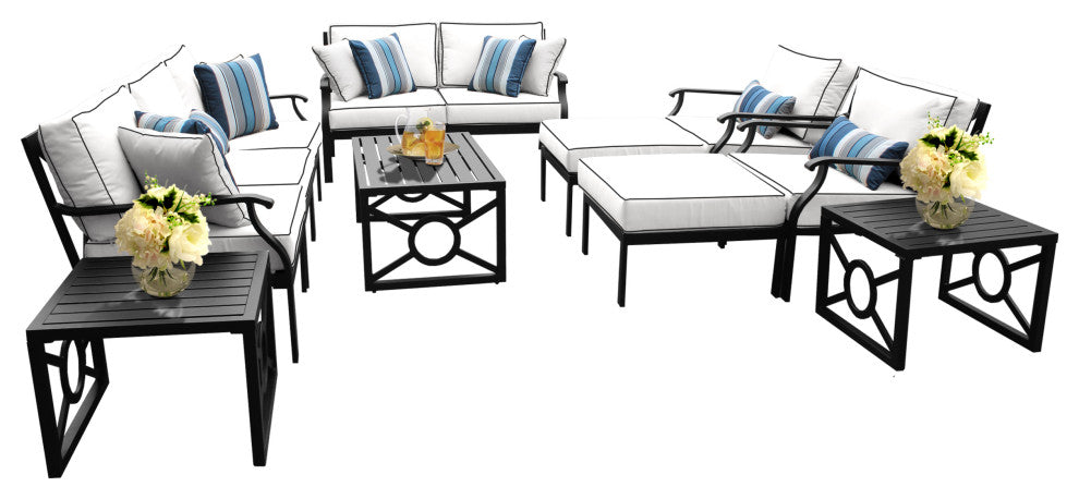 kathy ireland Madison Ave. 12 Piece Aluminum Patio Furniture Set 12h, Snow