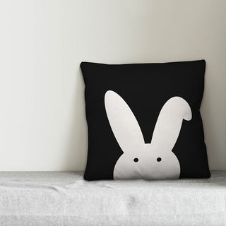 Modern Black and White Bunny 16x16 Throw Pillow