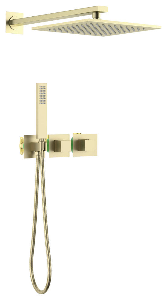 Cube 2 Function Thermostatic Shower System, Rough, Valve, Brushed Gold
