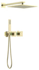 Cube 2 Function Thermostatic Shower System, Rough, Valve, Brushed Gold