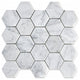 Carrara White Venato Marble 3" Hexagon Mosaic Wall Floor Tile Polished, 1 sheet