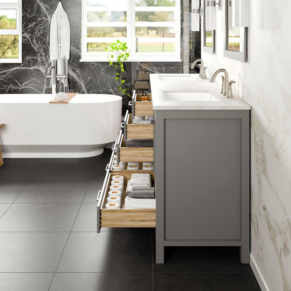 Aberdeen 84" Gray Double Sink, Quartz Top