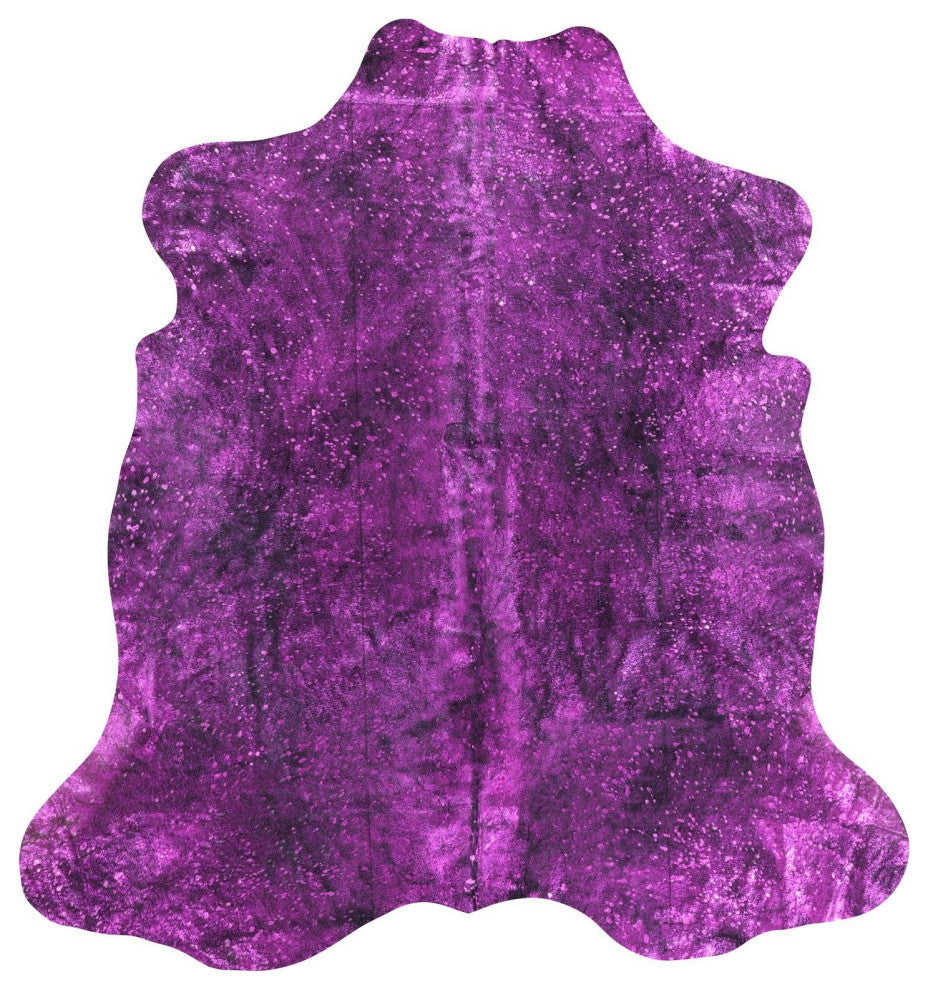 6' 4" X 6' 0" Pink Metallic Cowhide Rug C2097