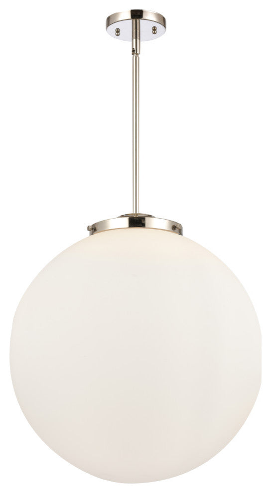 Beacon Pendant, Polished Nickel, Matte White, Matte White