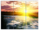 Bright Yellow Sunrise over Lake, Large Seashore Canvas Print, 36x28, 3 Panels