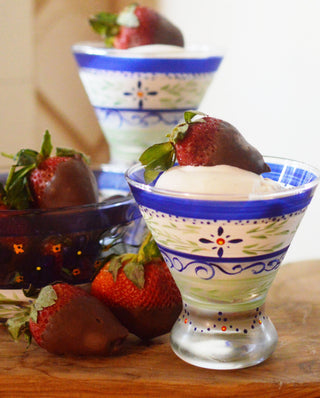 Blue Floral Cosmopolitan Glasses, Set of 2