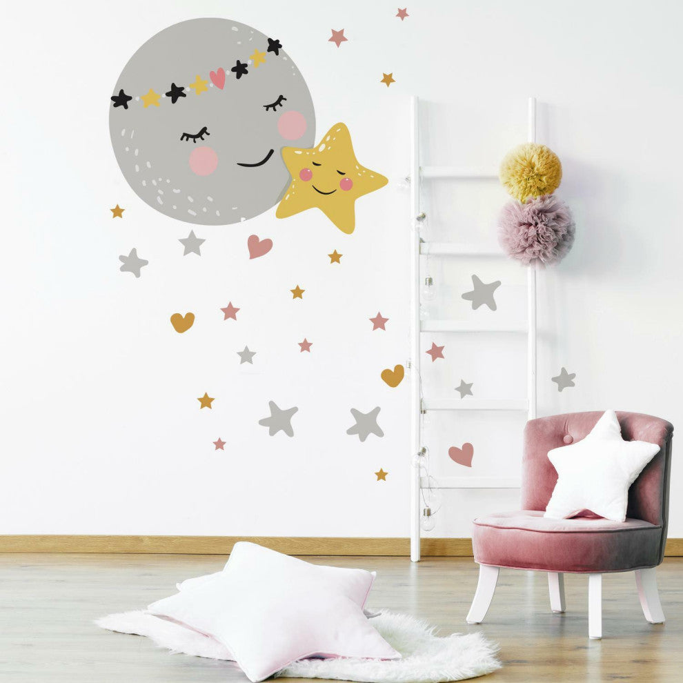 Moon And Star Peel And Stick Giant Wall Decals