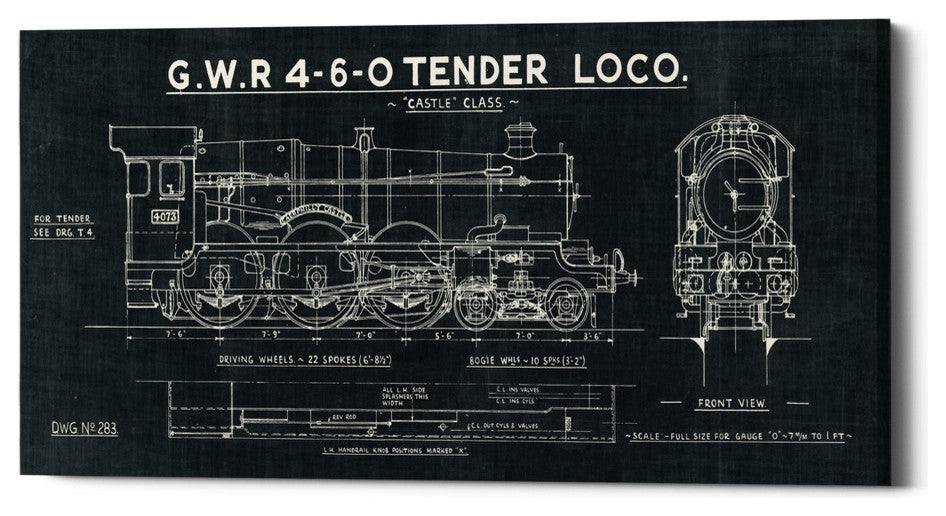 Epic Graffiti "Train Blueprint III" Giclee Canvas Wall Art, 12"x24"
