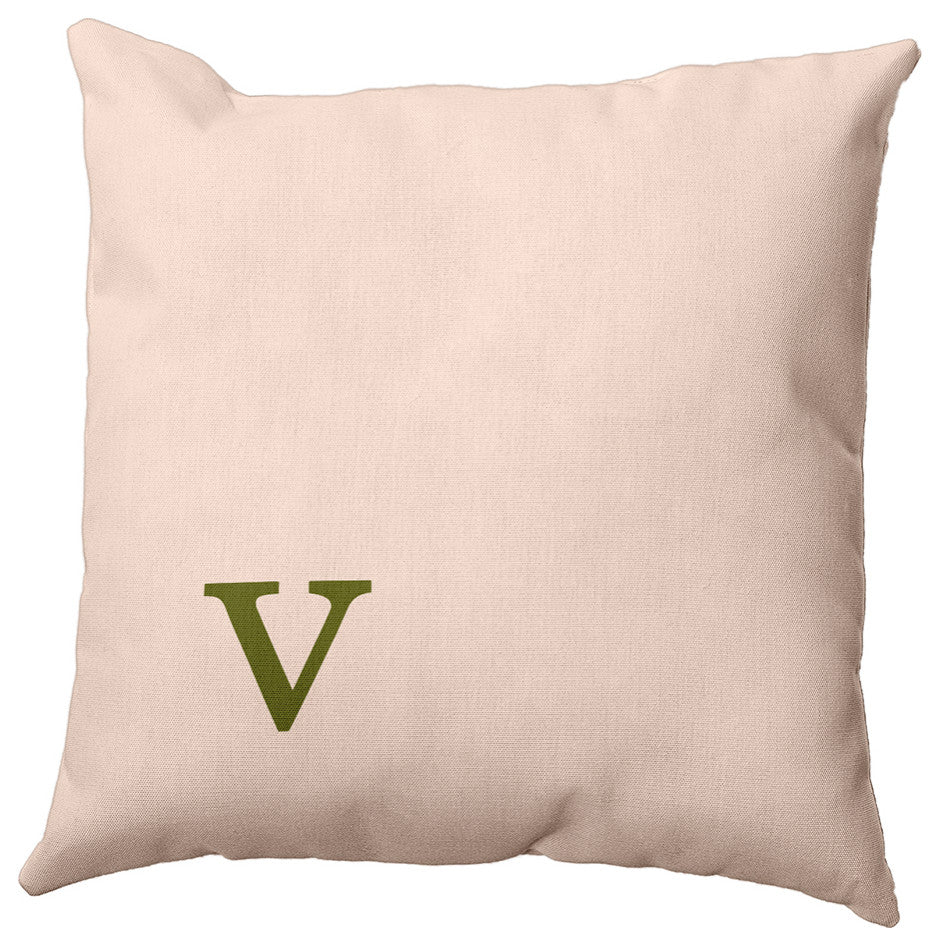 18"x18" Modern Monogram Decorative Throw Pillow, Olive