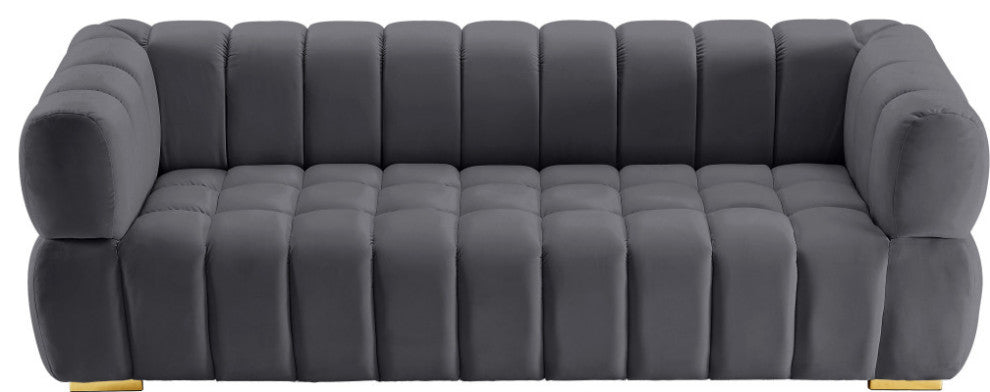 Gwen Velvet Upholstered Chair, Gray, Sofa