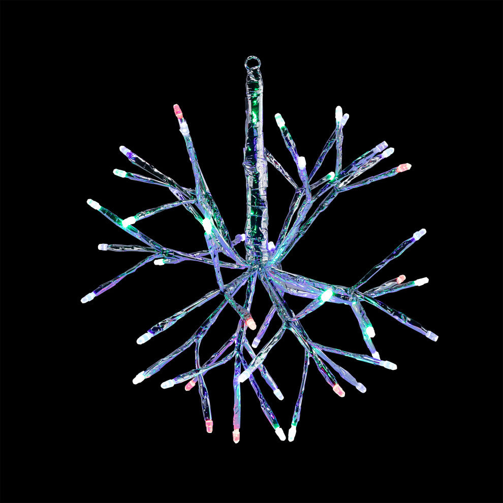 10"H Indoor Christmas Snowflake Ornament with Multi-Colored LED Lights, Silver