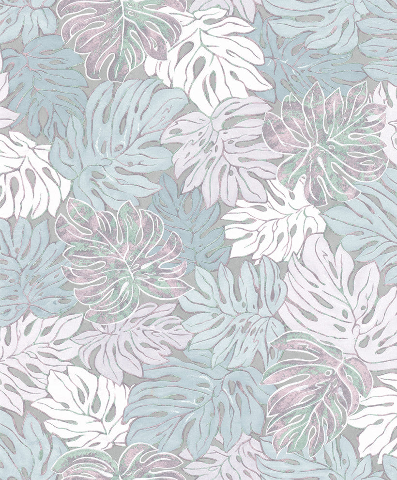 Botanical & Jungle Textured Wallpaper Featuring Palm Leaves, , 30435