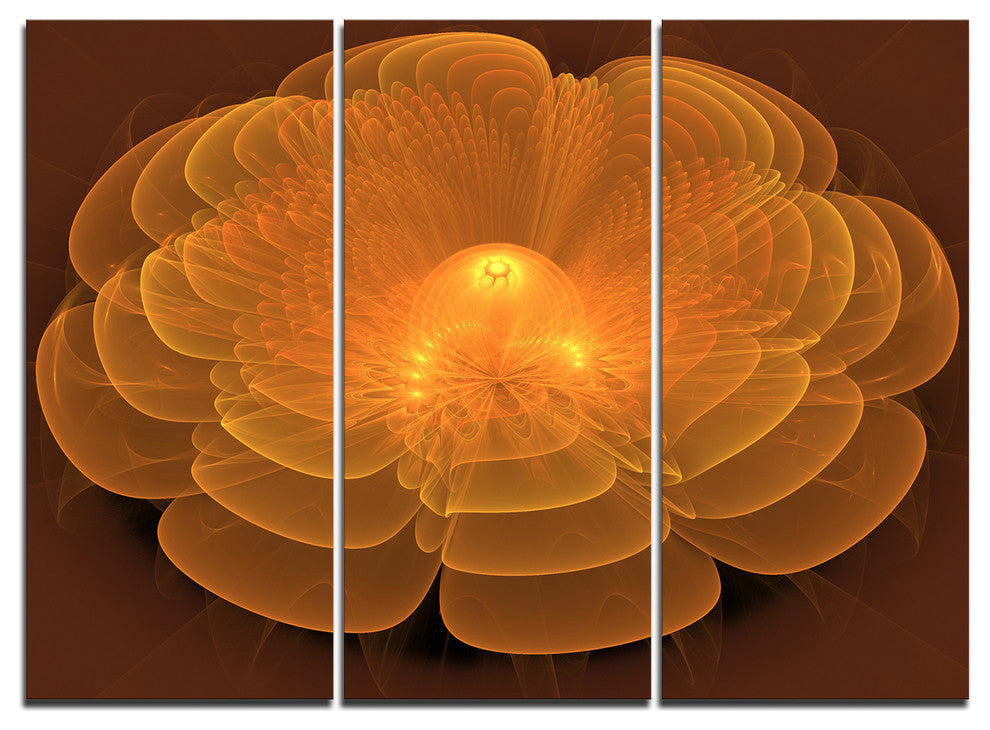 "Water Lily Digital Art Fractal Flower" Metal Wall Art, 3 Panels, 36"x28"