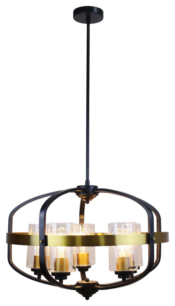 Contemporary-Style Black/Bronze 5 Light Large Pendant 24" Wide