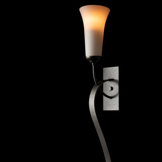 Sweeping Taper Sconce, Natural Iron Finish, Opal Glass