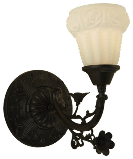 7 Wide White Puffy Rose Wall Sconce