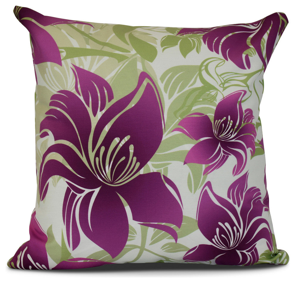 26x26", Tree Mallow, Floral Print Pillow, Purple