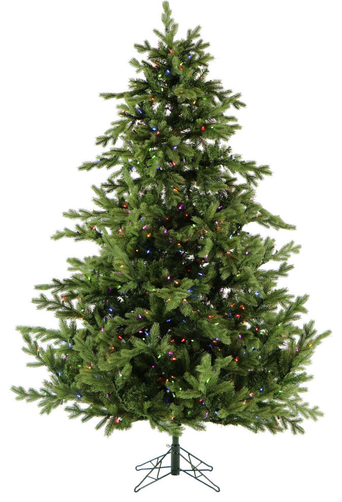 7.5' Virginia Fir Christmas Tree With Multi-Color LED String Lighting