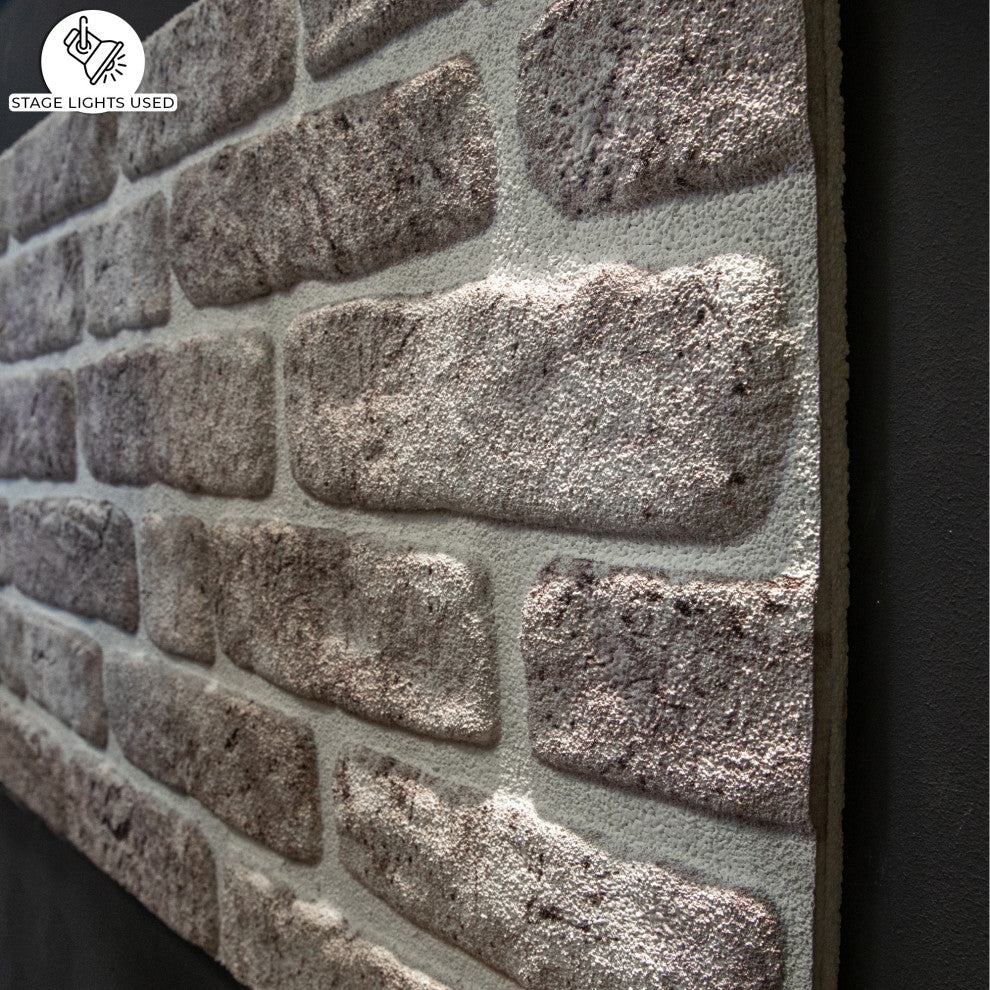 Faux Brick 3D Wall Panels, White Gray, Sample 10x10"