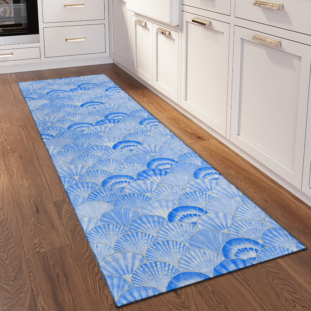 Indoor/Outdoor Seabreeze SZ2 Navy Machine Washable 2'3" x 7'6" Runner Rug