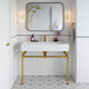 Sink Vanity, Wall Mount, White Gold, Ceramic, Stainless, Modern, Bathroom