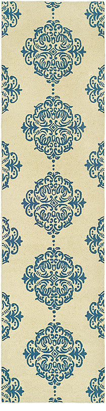 Safavieh Chelsea Hk145A Damask Rug, Ivory/Blue, 1'8"x2'6"
