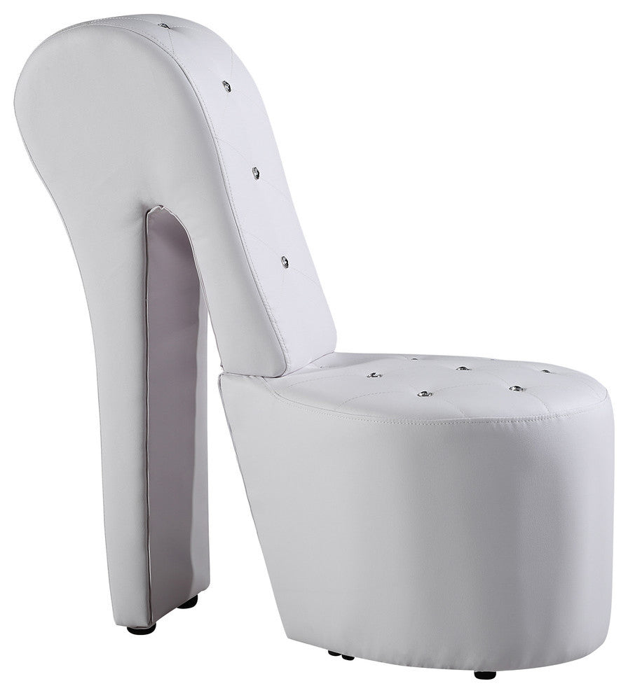 High Heel Crystal Studs Shoe Chair, White