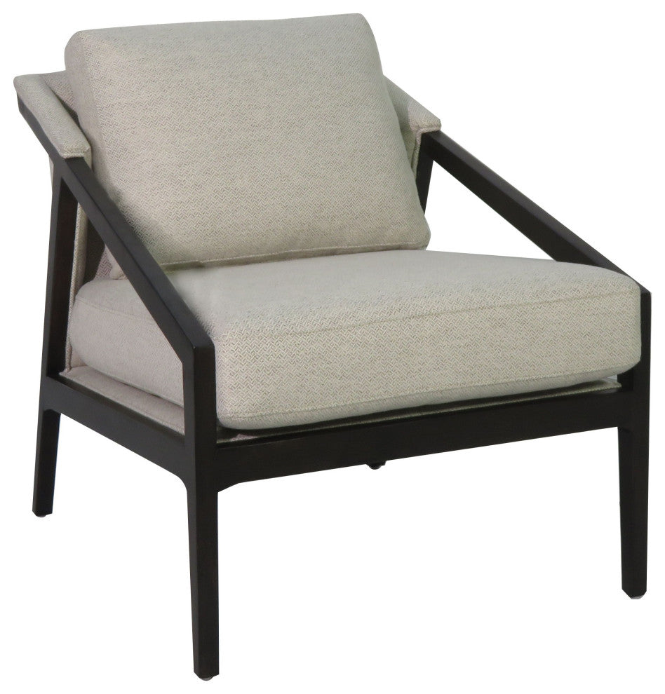 Ezra Chair - Coffee finish with platinum fabric