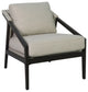 Ezra Chair - Coffee finish with platinum fabric