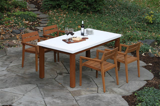 5-Piece Eucalyptus and Ivory Composite Dining Set With Stacking Chairs