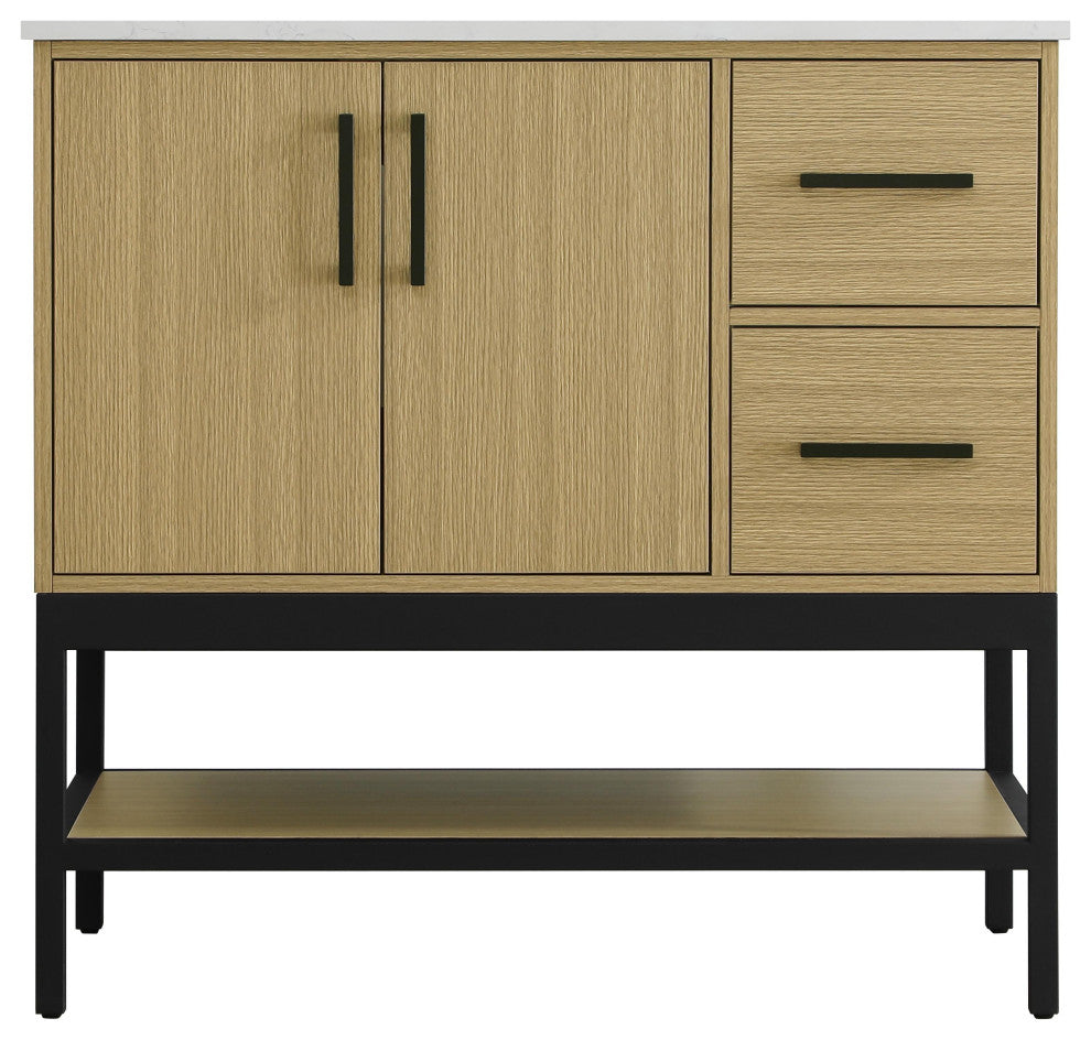 Home Living 36" Single Bathroom Vanity, Honey Brown