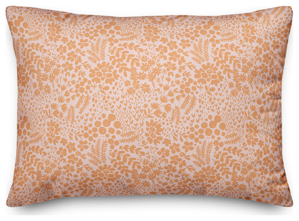 Orange Dainty Floral 20x14 Spun Poly Pillow