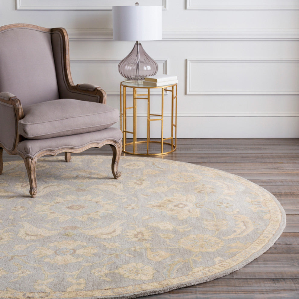 Surya Caesar CAE-1162 Traditional Area Rug, Light Gray, 4' Square