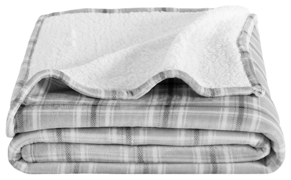 Fleece Sherpa Blanket, Tartan Plaid, Full/Queen