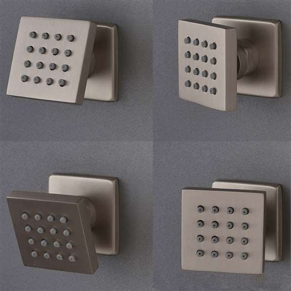 Fontana Mugla 22" Brushed Nickel LED Thermostatic Waterfall Rain Shower Head