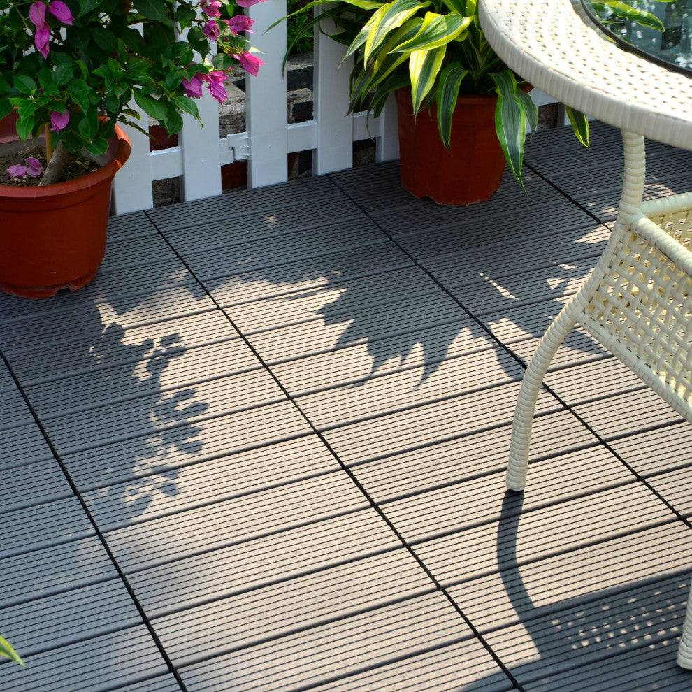 Courtyard Casual WPC Deck Tile, Set of 9, Gray