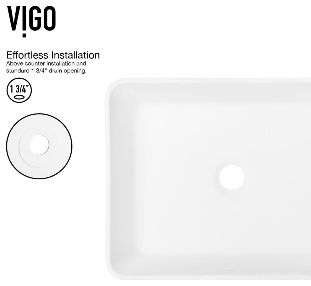 Marigold 18"L x 14"W MatteStone Vessel Sink and Amada 10"H Faucet Set
