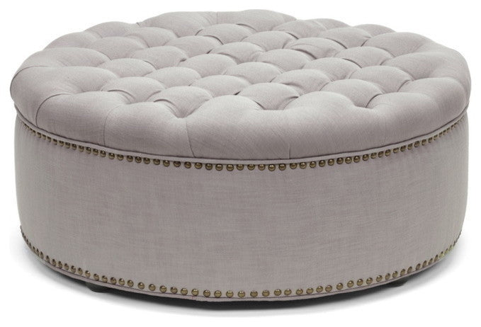 Baxton Studio Iglehart Beige Linen Modern Tufted Ottoman