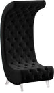 Crescent Velvet Upholstered Rounded Accent Chair, Black