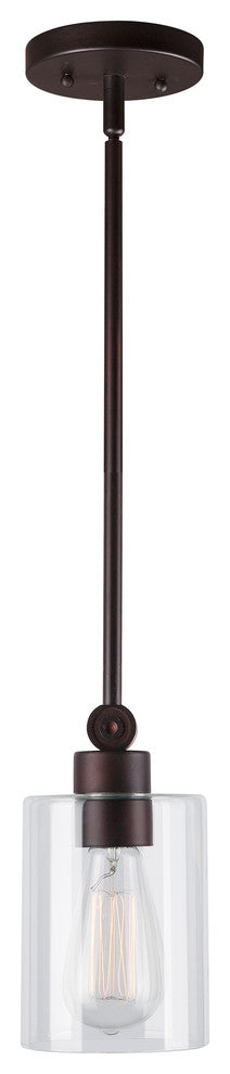 1 Light Mini Pendant, Antique Bronze, Clear Glass