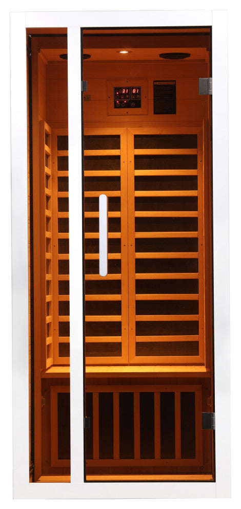 Extendable Indoor FAR Infrared Heating Sauna Bluetooth, White, 1-Person