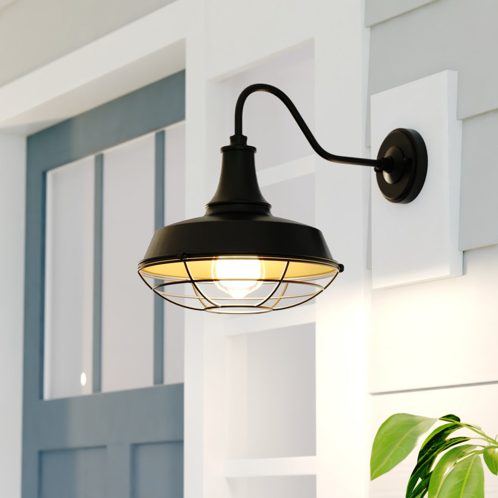 Dorado 9" Outdoor Cage Wall Light Dark Bronze and Light Gold