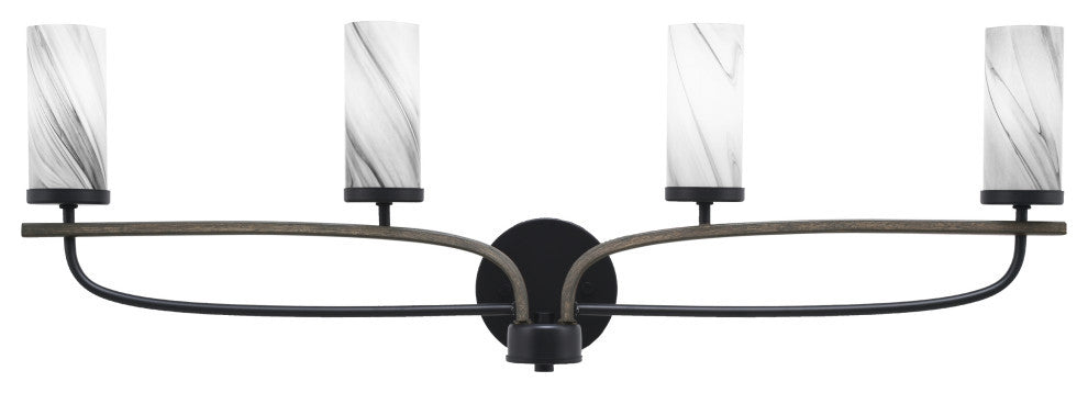 Monterey 4-Light Bath Bar, Matte Black & Painted Distressed, Onyx Swirl