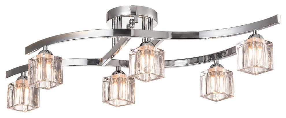 Ruby 6-Light Chrome Flush Mount With Clear Shades