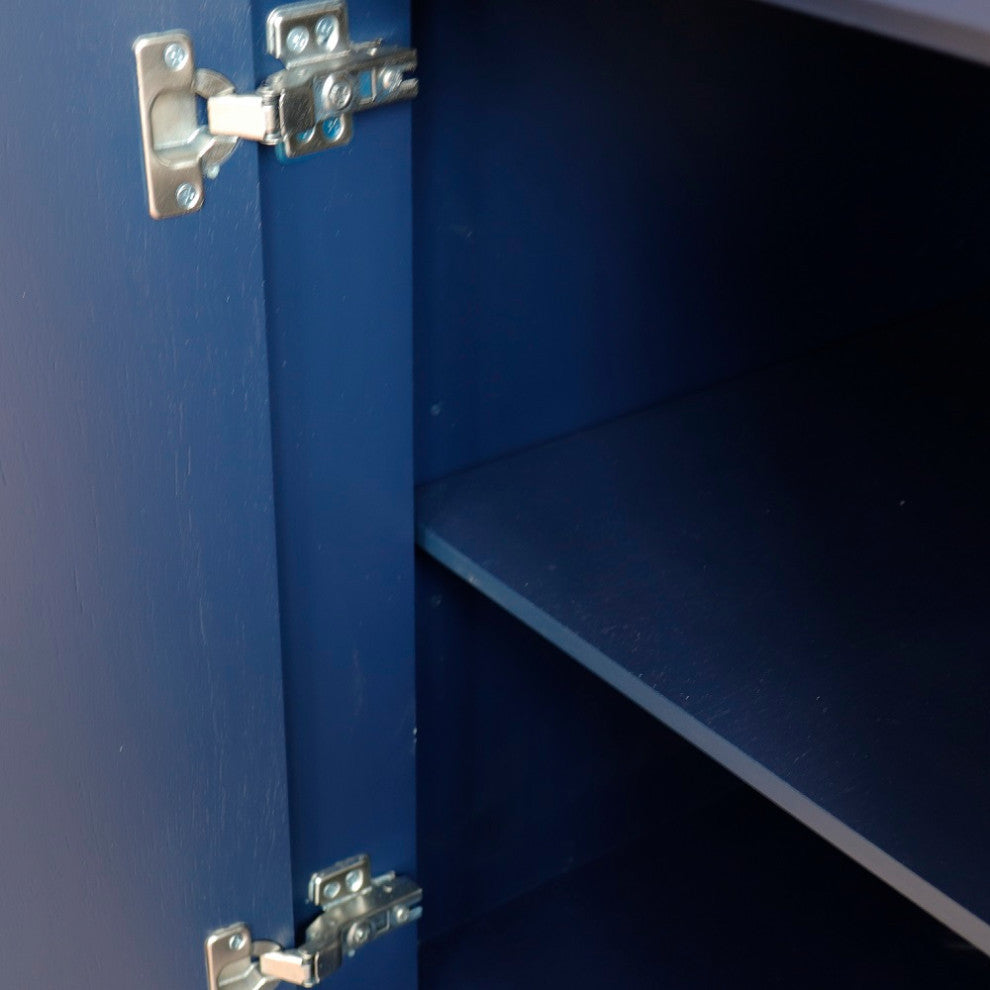 48" Double Sink Vanity, Blue Finish With Engineered Stone Top And Rectangle Sink